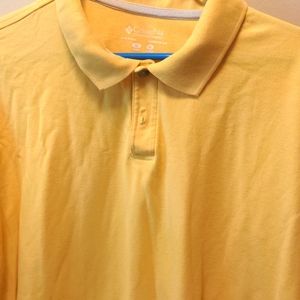 Men's Columbia golf shirt. Short sleeved. Yellow. 100% cotton
